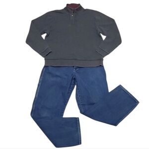 Orvis Vintage Pullover 1/4 Zip Up Mockneck Zipper Sweater Collared Sweatshirt